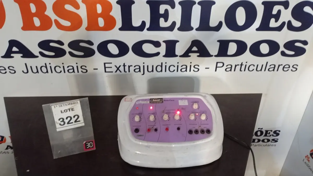 01 APARELHO DE ALTA FREQUÊNCIA BELLE FACE MARCA ELETROBEL. (NO ESTADO) ATENÇÃO! FAZER A VISITAÇÃO ANTES DE ARREMATAR, NÃO SABEMOS SE FUNCIONA, LEILÃO NÃO TEM GARANTIA E NEM DEVOLUÇÃO, SUJEITO A POSSÍVEIS AVARIAS VISÍVEIS/OCULTAS E/OU AUSÊNCIA DE COMPONENTES