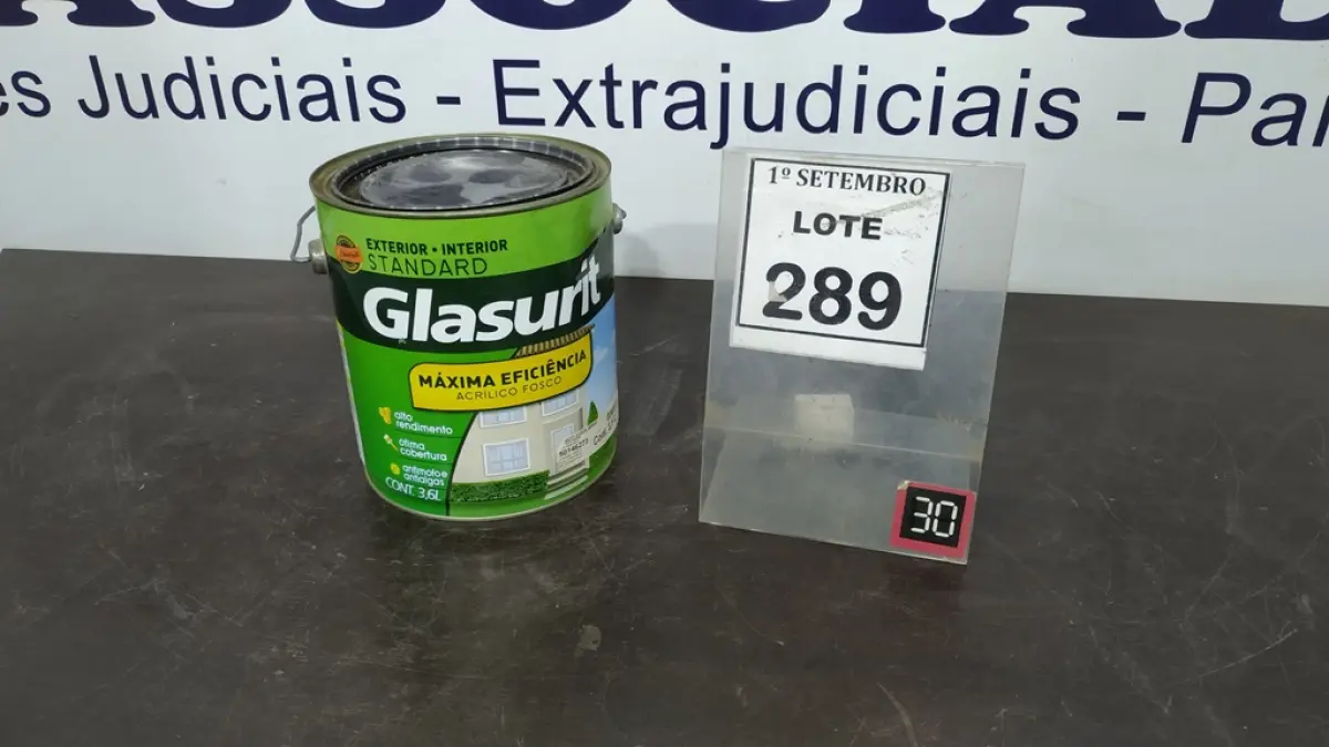 01 LATA DE ACRÍLICO FOSCO 3,6L NA COR FOSCO EQUILÍBRIO MARCA GLASURIT. (NO ESTADO) ATENÇÃO! FAZER A VISITAÇÃO ANTES DE ARREMATAR, NÃO SABEMOS SE FUNCIONA, LEILÃO NÃO TEM GARANTIA E NEM DEVOLUÇÃO, SUJEITO A POSSÍVEIS AVARIAS VISÍVEIS/OCULTAS E/OU AUSÊNCIA DE COMPONENTES.