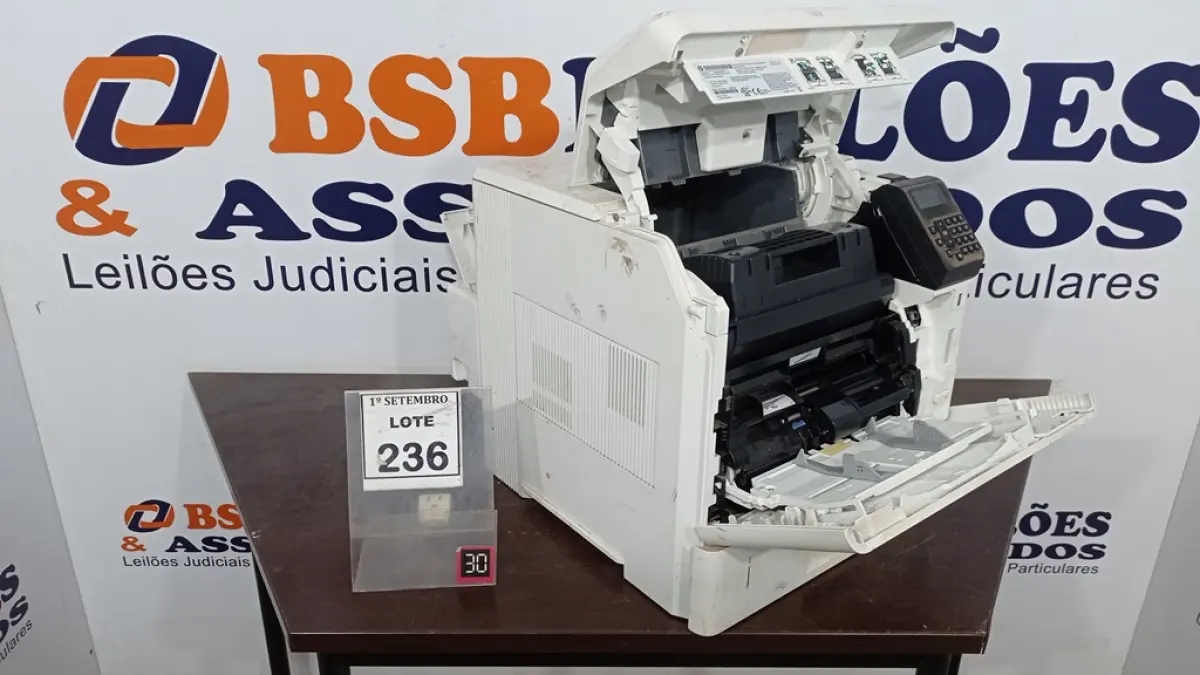 01 IMPRESSORA MARCA HP M605. (NO ESTADO) ATENÇÃO! FAZER A VISITAÇÃO ANTES DE ARREMATAR, NÃO SABEMOS SE FUNCIONA, LEILÃO NÃO TEM GARANTIA E NEM DEVOLUÇÃO, SUJEITO A POSSÍVEIS AVARIAS VISÍVEIS/OCULTAS E/OU AUSÊNCIA DE COMPONENTES