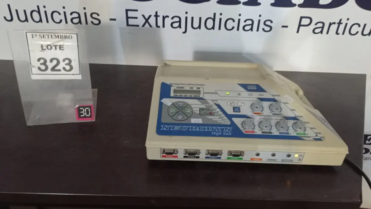 01 EQUIPAMENTO DE ELETROESTIMULAÇÃO. (NO ESTADO) ATENÇÃO! FAZER A VISITAÇÃO ANTES DE ARREMATAR, NÃO SABEMOS SE FUNCIONA, LEILÃO NÃO TEM GARANTIA E NEM DEVOLUÇÃO, SUJEITO A POSSÍVEIS AVARIAS VISÍVEIS/OCULTAS E/OU AUSÊNCIA DE COMPONENTES.