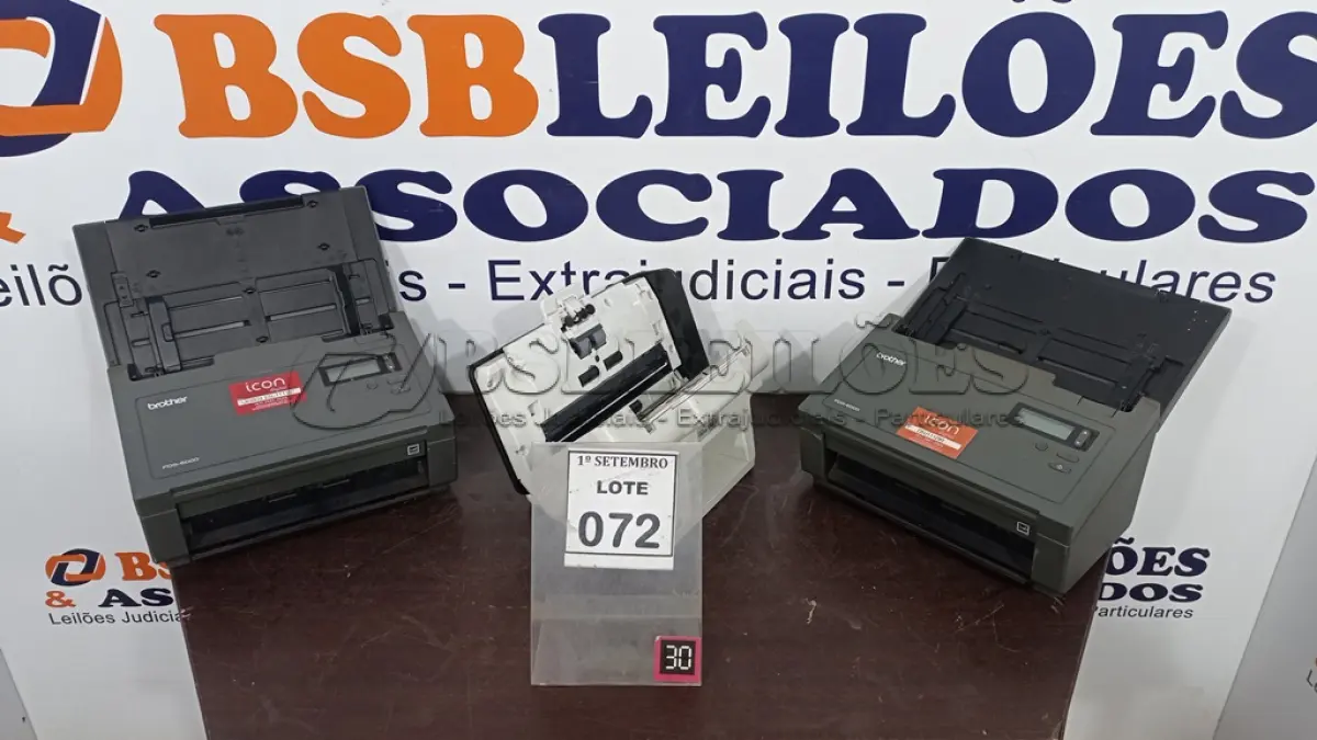 LOTE 072 - 02 SCANNERS MARCA BROTHER E 01 MARCA KODAK. (NO ESTADO) ATENÇÃO! FAZER A VISITAÇÃO ANTES DE ARREMATAR, NÃO SABEMOS SE FUNCIONA, LEILÃO NÃO TEM GARANTIA E NEM DEVOLUÇÃO, SUJEITO A POSSÍVEIS AVARIAS VISÍVEIS/OCULTAS E/OU AUSÊNCIA DE COMPONENTES.
