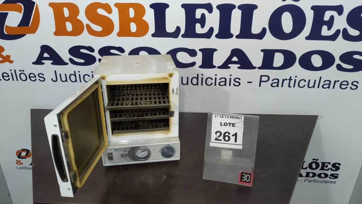 01 ESTUFA DE ESTERILIZAÇÃO E SECAGEM. (NO ESTADO) ATENÇÃO! FAZER A VISITAÇÃO ANTES DE ARREMATAR, NÃO SABEMOS SE FUNCIONA, LEILÃO NÃO TEM GARANTIA E NEM DEVOLUÇÃO, SUJEITO A POSSÍVEIS AVARIAS VISÍVEIS/OCULTAS E/OU AUSÊNCIA DE COMPONENTES.