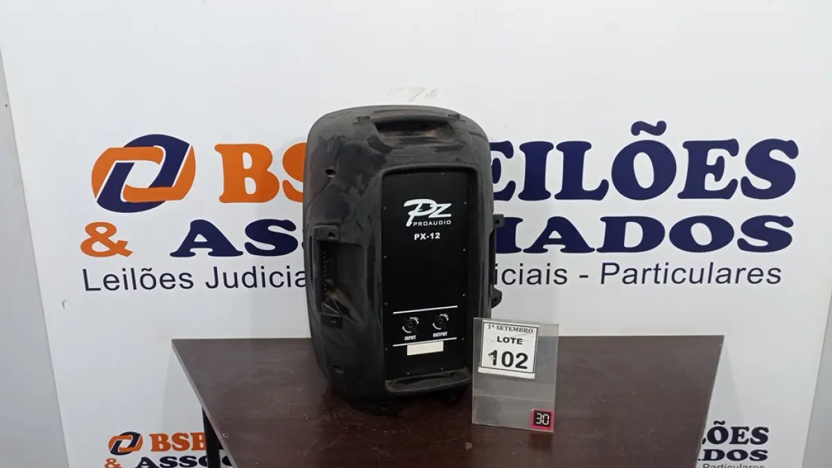 01 CAIXA DE SOM PZPROPASSIVE PX-12. (NO ESTADO) ATENÇÃO! FAZER A VISITAÇÃO ANTES DE ARREMATAR, NÃO SABEMOS SE FUNCIONA. LEILÃO NÃO TEM GARANTIA E NEM DEVOLUÇÃO, SUJEITO A POSSÍVEIS AVARIAS VISÍVEIS/OCULTAS E/OU AUSÊNCIA DE COMPONENTES.