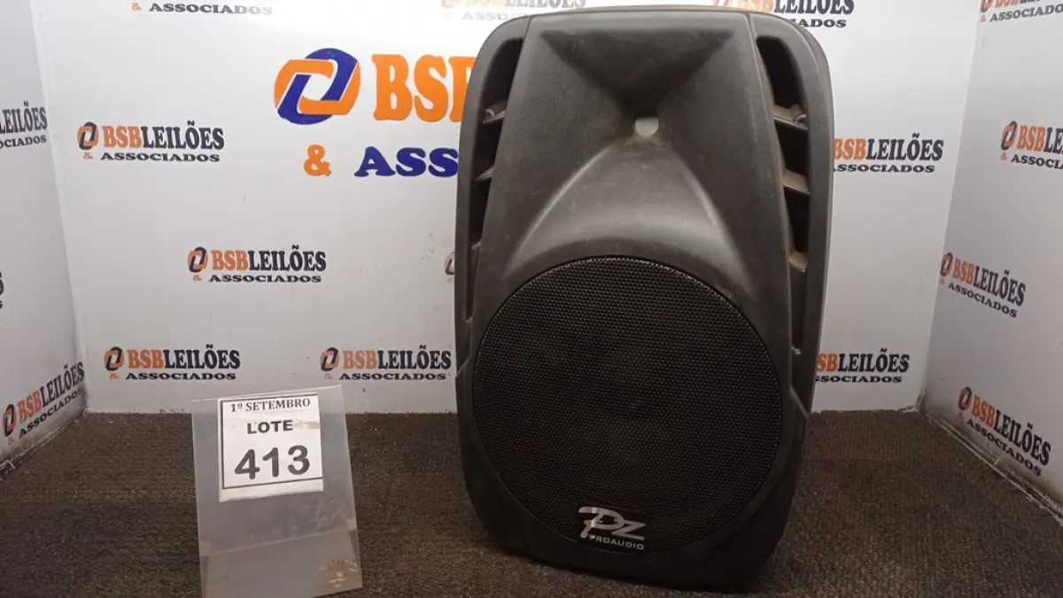 01 CAIXA DE SOM MARCA PZ PRO ÁUDIO. (NO ESTADO) ATENÇÃO! FAZER A VISITAÇÃO ANTES DE ARREMATAR, NÃO SABEMOS SE FUNCIONA. LEILÃO NÃO TEM GARANTIA E NEM DEVOLUÇÃO, SUJEITO A POSSÍVEIS AVARIAS VISÍVEIS/OCULTAS E/OU AUSÊNCIA DE COMPONENTES.
