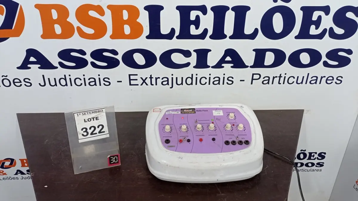 01 APARELHO DE ALTA FREQUÊNCIA BELLE FACE MARCA ELETROBEL. (NO ESTADO) ATENÇÃO! FAZER A VISITAÇÃO ANTES DE ARREMATAR, NÃO SABEMOS SE FUNCIONA, LEILÃO NÃO TEM GARANTIA E NEM DEVOLUÇÃO, SUJEITO A POSSÍVEIS AVARIAS VISÍVEIS/OCULTAS E/OU AUSÊNCIA DE COMPONENTES