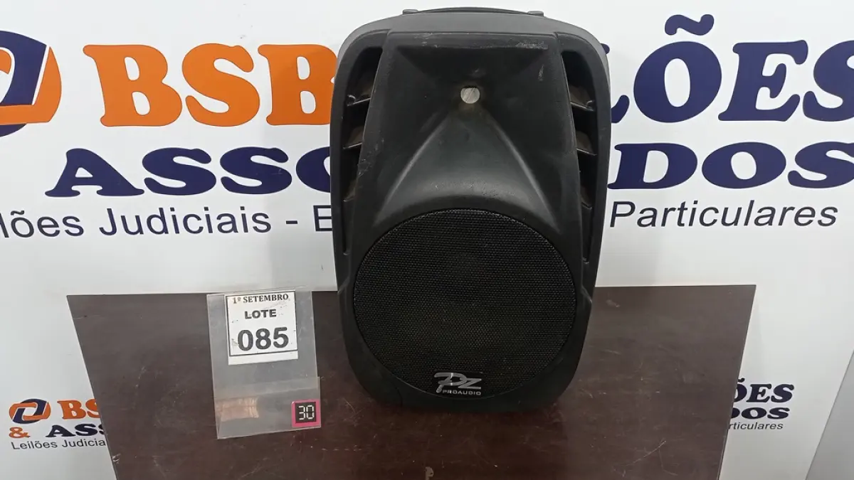 01 CAIXA DE SOM MARCA PZ PRO ÁUDIO. (NO ESTADO) ATENÇÃO! FAZER A VISITAÇÃO ANTES DE ARREMATAR, NÃO SABEMOS SE FUNCIONA. LEILÃO NÃO TEM GARANTIA E NEM DEVOLUÇÃO, SUJEITO A POSSÍVEIS AVARIAS VISÍVEIS/OCULTAS E/OU AUSÊNCIA DE COMPONENTES.