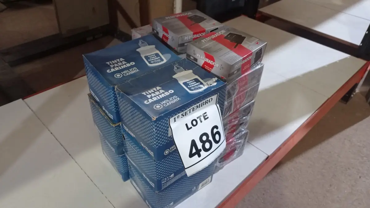 20 CAIXAS DE PERFURADORES DE PAPEL E 06 CAIXAS DE TINTA PARA CARIMBO. (NO ESTADO) ATENÇÃO! FAZER A VISITAÇÃO ANTES DE ARREMATAR, NÃO SABEMOS SE FUNCIONA, LEILÃO NÃO TEM GARANTIA E NEM DEVOLUÇÃO, SUJEITO A POSSÍVEIS AVARIAS VISÍVEIS/OCULTAS E/OU AUSÊNCIA DE COMPONENTES.