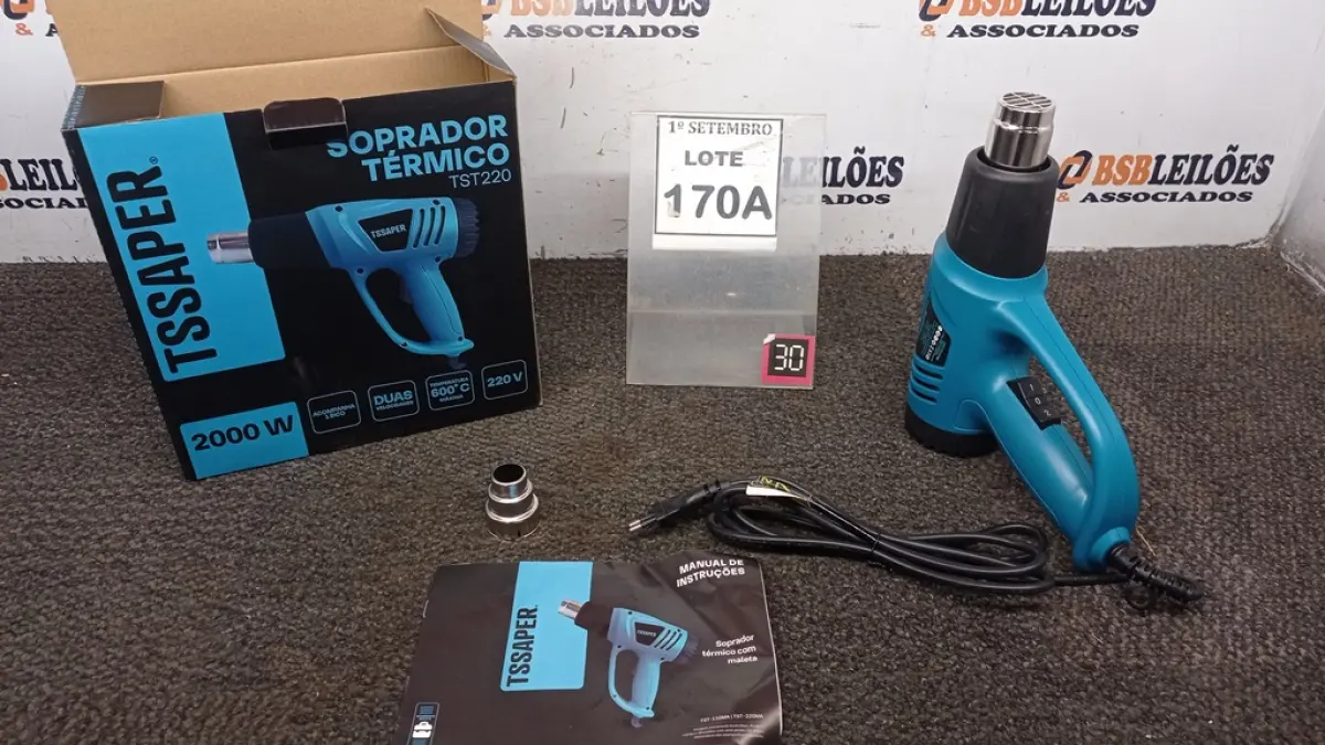 01 SOPRADOR TÉRMICO 200W DUAS VELOCIDADES. (NO ESTADO) ATENÇÃO! FAZER A VISITAÇÃO ANTES DE ARREMATAR, NÃO SABEMOS SE FUNCIONA, LEILÃO NÃO TEM GARANTIA E NEM DEVOLUÇÃO, SUJEITO A POSSÍVEIS AVARIAS VISÍVEIS/OCULTAS E/OU AUSÊNCIA DE COMPONENTES.