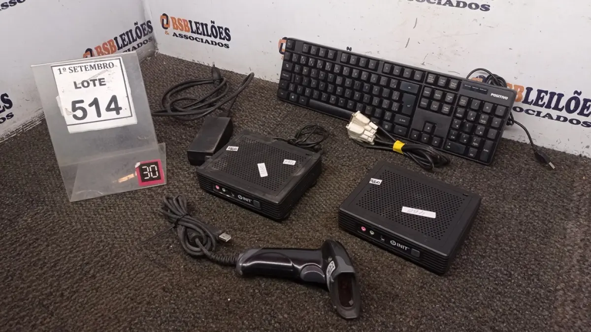 02 MINIS PC INIT, 01 TECLADO, 01 LEITOR DE CÓDIGO DE BARRAS  E CABOS.(NO ESTADO) ATENÇÃO! FAZER A VISITAÇÃO ANTES DE ARREMATAR, NÃO SABEMOS SE FUNCIONA, LEILÃO NÃO TEM GARANTIA E NEM DEVOLUÇÃO, SUJEITO A POSSÍVEIS AVARIAS VISÍVEIS/OCULTAS E/OU AUSÊNCIA DE COMPONENTES.