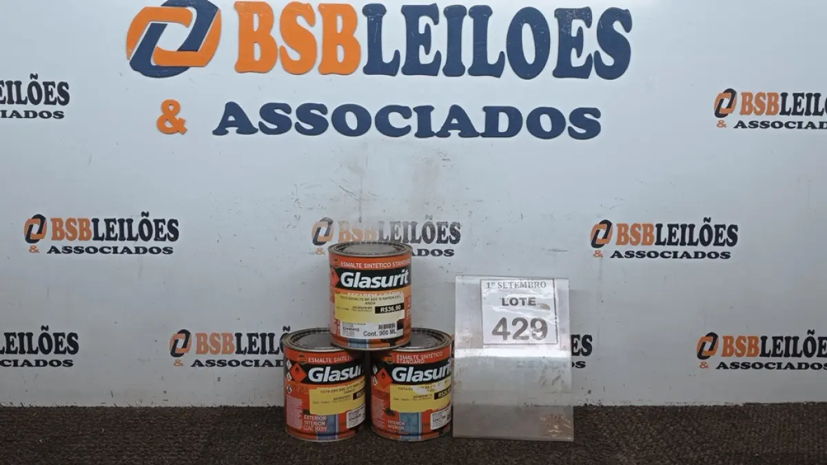 03 LATAS DE ESMALTE SINTÉTICO DE 900ML CORES VARIADAS MARCA GLASURIT. (NO ESTADO) ATENÇÃO! FAZER A VISITAÇÃO ANTES DE ARREMATAR, NÃO SABEMOS SE FUNCIONA, LEILÃO NÃO TEM GARANTIA E NEM DEVOLUÇÃO, SUJEITO A POSSÍVEIS AVARIAS VISÍVEIS/OCULTAS E/OU AUSÊNCIA DE COMPONENTES.