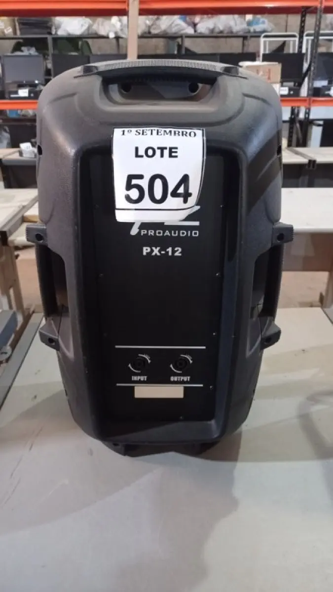 01 CAIXA DE SOM PZPROPASSIVE PX-12. (NO ESTADO) ATENÇÃO! FAZER A VISITAÇÃO ANTES DE ARREMATAR, NÃO SABEMOS SE FUNCIONA. LEILÃO NÃO TEM GARANTIA E NEM DEVOLUÇÃO, SUJEITO A POSSÍVEIS AVARIAS VISÍVEIS/OCULTAS E/OU AUSÊNCIA DE COMPONENTES.