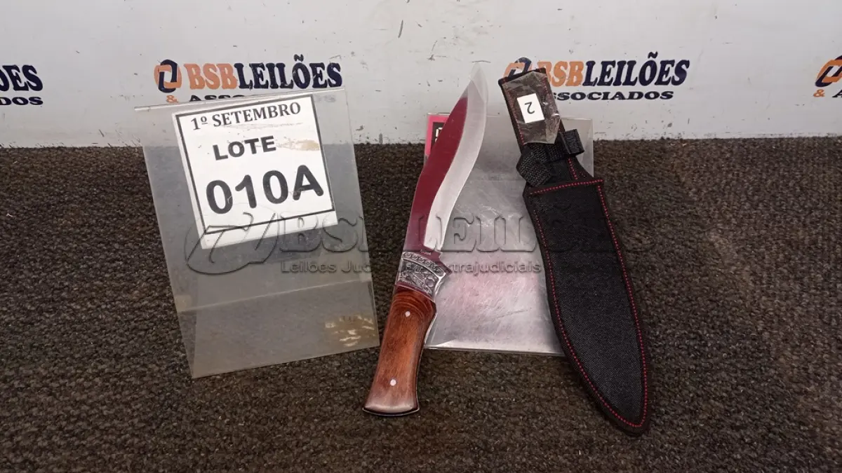 LOTE 010 - 01 FACA IMPORTADA AÇO INOXIDÁVEL CABO EM MADEIRA COM DETALHE DE ESCORPIÃO NA GUARDA  FULL TANG BAINHA DE NYLON TAMANHO TOTAL 32CM PESO 390G JÁ AFIADA  . (NO ESTADO) ATENÇÃO! FAZER A VISITAÇÃO ANTES DE ARREMATAR, NÃO SABEMOS SE FUNCIONA, LEILÃO NÃO TEM GARANTIA E NEM DEVOLUÇÃO, SUJEITO A POSSÍVEIS AVARIAS VISÍVEIS/OCULTAS E/OU AUSÊNCIA DE COMPONENTES.