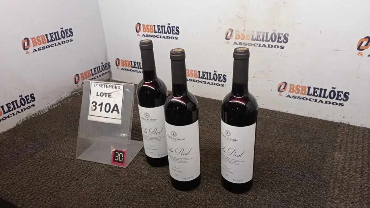 03 GARRAFAS DE VINHO TINTO VALA REAL PORTUGUÊS SAFRA 2019 750ML. (NO ESTADO) ATENÇÃO! FAZER A VISITAÇÃO ANTES DE ARREMATAR, NÃO SABEMOS SE FUNCIONA, LEILÃO NÃO TEM GARANTIA E NEM DEVOLUÇÃO, SUJEITO A POSSÍVEIS AVARIAS VISÍVEIS/OCULTAS E/OU AUSÊNCIA DE COMPONENTES.