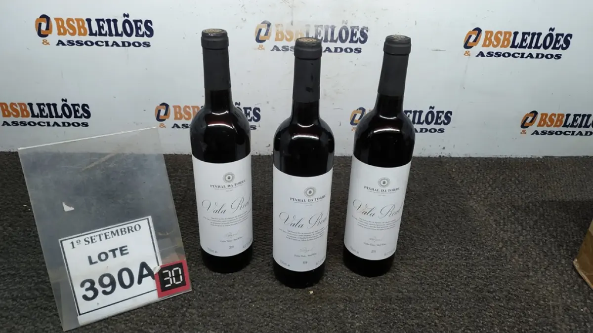 03 GARRAFAS DE VINHO TINTO VALA REAL PORTUGUÊS SAFRA 2019 750ML. (NO ESTADO) ATENÇÃO! FAZER A VISITAÇÃO ANTES DE ARREMATAR, NÃO SABEMOS SE FUNCIONA, LEILÃO NÃO TEM GARANTIA E NEM DEVOLUÇÃO, SUJEITO A POSSÍVEIS AVARIAS VISÍVEIS/OCULTAS E/OU AUSÊNCIA DE COMPONENTES.