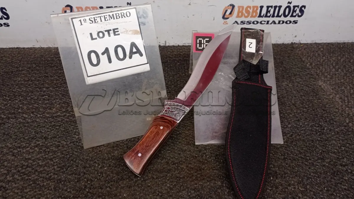 LOTE 010 - 01 FACA IMPORTADA AÇO INOXIDÁVEL CABO EM MADEIRA COM DETALHE DE ESCORPIÃO NA GUARDA  FULL TANG BAINHA DE NYLON TAMANHO TOTAL 32CM PESO 390G JÁ AFIADA  . (NO ESTADO) ATENÇÃO! FAZER A VISITAÇÃO ANTES DE ARREMATAR, NÃO SABEMOS SE FUNCIONA, LEILÃO NÃO TEM GARANTIA E NEM DEVOLUÇÃO, SUJEITO A POSSÍVEIS AVARIAS VISÍVEIS/OCULTAS E/OU AUSÊNCIA DE COMPONENTES.
