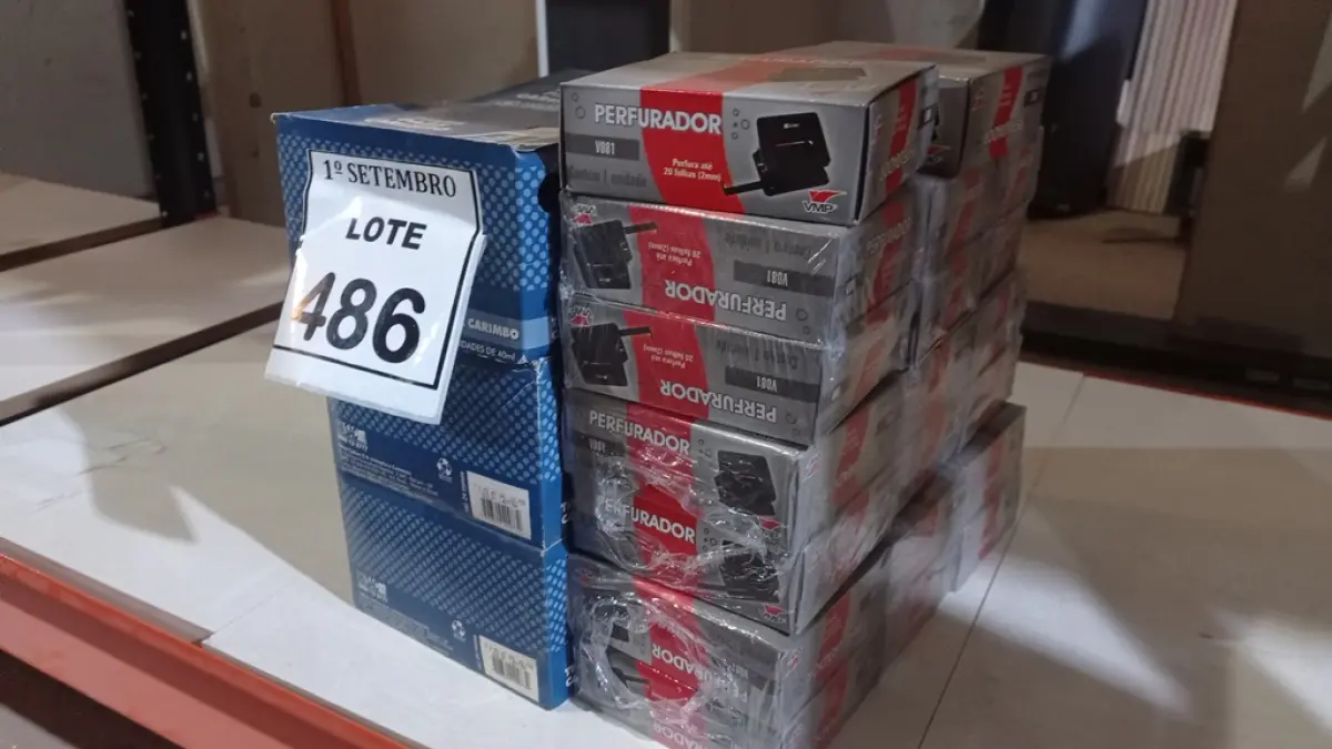 20 CAIXAS DE PERFURADORES DE PAPEL E 06 CAIXAS DE TINTA PARA CARIMBO. (NO ESTADO) ATENÇÃO! FAZER A VISITAÇÃO ANTES DE ARREMATAR, NÃO SABEMOS SE FUNCIONA, LEILÃO NÃO TEM GARANTIA E NEM DEVOLUÇÃO, SUJEITO A POSSÍVEIS AVARIAS VISÍVEIS/OCULTAS E/OU AUSÊNCIA DE COMPONENTES.
