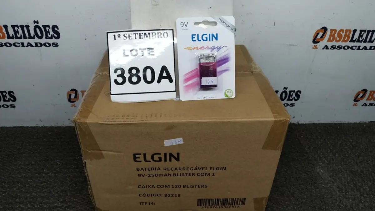 01 CAIXA COM 120 BLISTERS BATERIA RECARREGÁVEL ELGIN 9V-250MAH. (NO ESTADO) ATENÇÃO! FAZER A VISITAÇÃO ANTES DE ARREMATAR, NÃO SABEMOS SE FUNCIONA, LEILÃO NÃO TEM GARANTIA E NEM DEVOLUÇÃO, SUJEITO A POSSÍVEIS AVARIAS VISÍVEIS/OCULTAS E/OU AUSÊNCIA DE COMPONENTES.