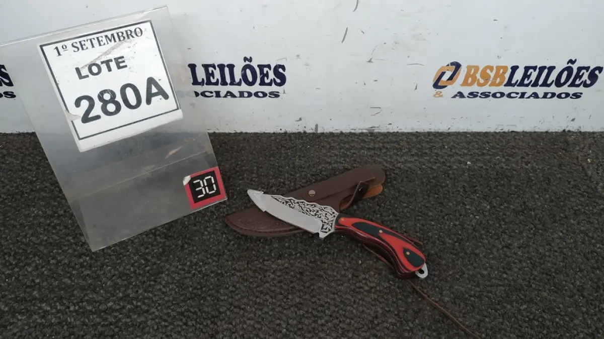 01 FACA IMPORTADA 20CM FULL TANG CABO EM MADEIRA BAINHA DE NAPA. (NO ESTADO) ATENÇÃO! FAZER A VISITAÇÃO ANTES DE ARREMATAR, NÃO SABEMOS SE FUNCIONA. LEILÃO NÃO TEM GARANTIA E NEM DEVOLUÇÃO, SUJEITO A POSSÍVEIS AVARIAS VISÍVEIS/OCULTAS E/OU AUSÊNCIA DE COMPONENTES.