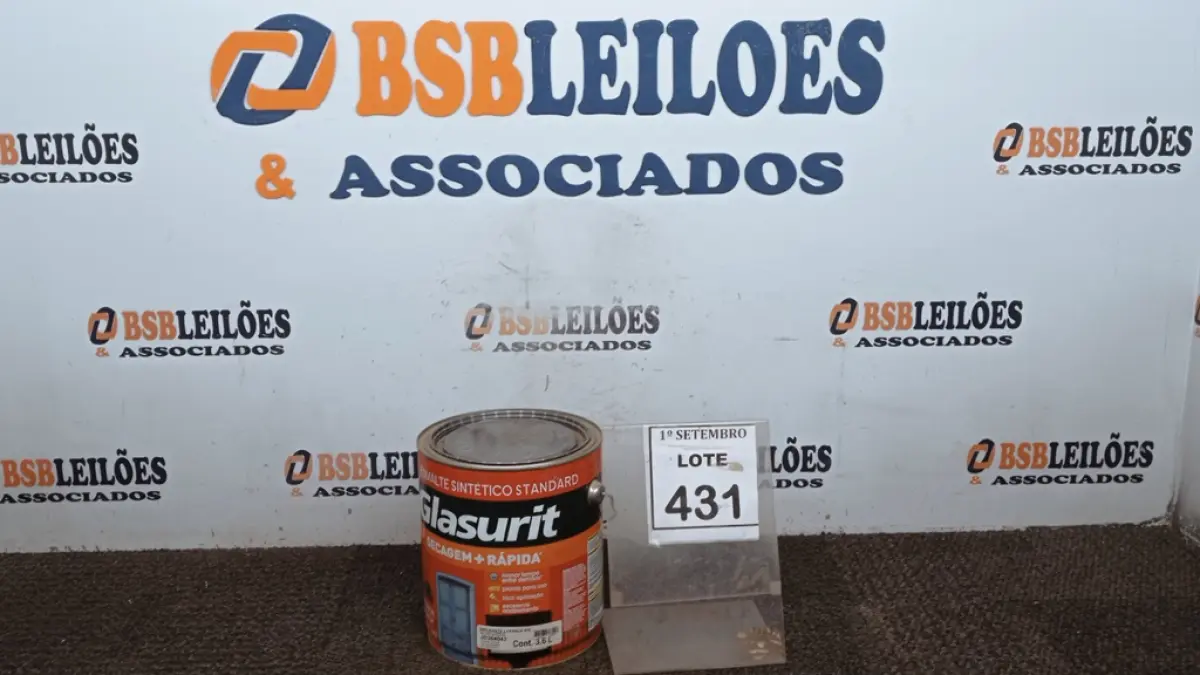 01 LATA DE ESMALTE SINTÉTICO COM 3,6L NA COR BRILHANTE LARANJA IPÊ MARCA GLASURIT. (NO ESTADO) ATENÇÃO! FAZER A VISITAÇÃO ANTES DE ARREMATAR, NÃO SABEMOS SE FUNCIONA, LEILÃO NÃO TEM GARANTIA E NEM DEVOLUÇÃO, SUJEITO A POSSÍVEIS AVARIAS VISÍVEIS/OCULTAS E/OU AUSÊNCIA DE COMPONENTES.