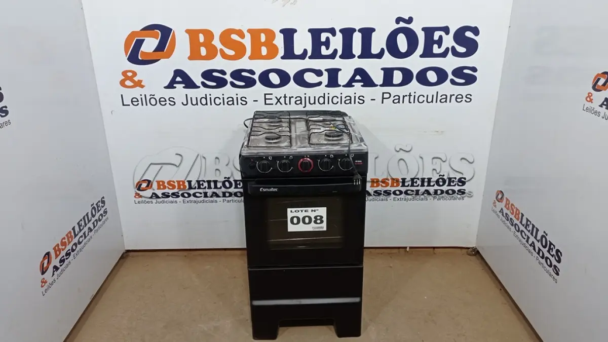 LOTE 008 - 01 FOGÃO ESMALTEC IDEAL POP 4 BOCAS AUTOMÁTICO - PRETO - BIVOLT (NO ESTADO, NÃO SABEMOS SE FUNCIONA. LEILÃO NÃO TEM GARANTIA E NEM DEVOLUÇÃO, SUJEITO A POSSÍVEIS AVARIAS VISÍVEIS/OCULTAS E/OU AUSÊNCIA DE COMPONENTES)