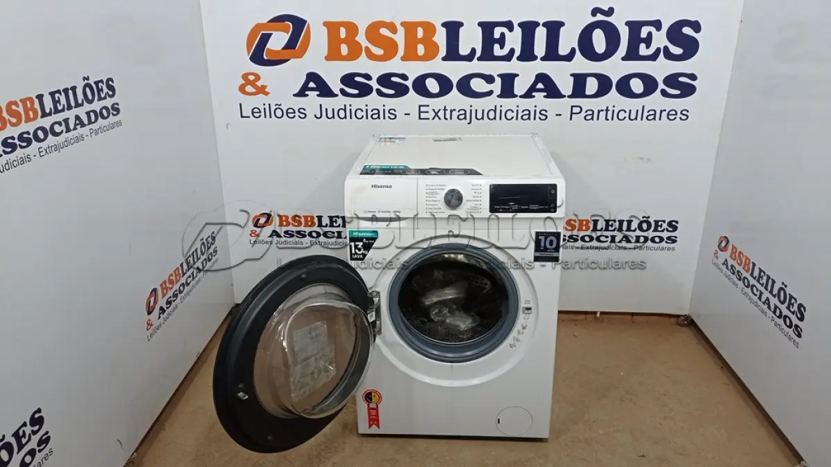LOTE 002 - 01 LAVA E SECA HISENSE WD5Q1342BW2 COM FUNÇÃO STEAM 13KG - 8KG BRANCA 220VOLTS (NO ESTADO, NÃO SABEMOS SE FUNCIONA. LEILÃO NÃO TEM GARANTIA E NEM DEVOLUÇÃO, SUJEITO A POSSÍVEIS AVARIAS VISÍVEIS/OCULTAS E/OU AUSÊNCIA DE COMPONENTES)