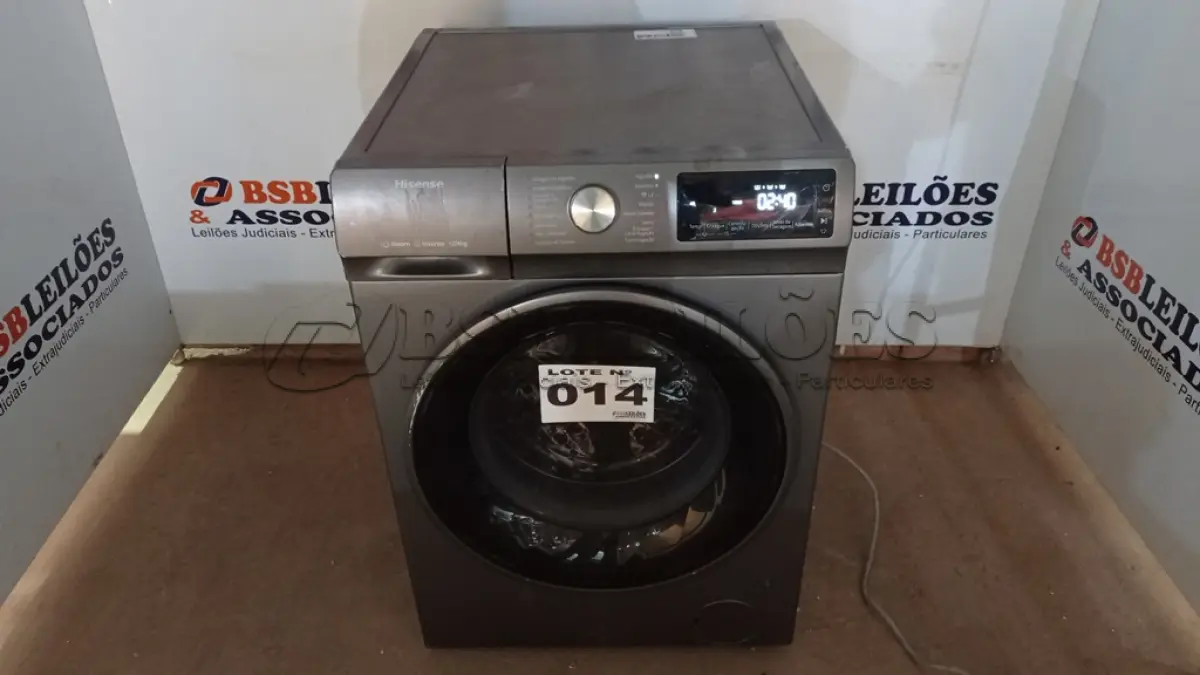 LOTE 014 - 01 LAVA E SECA HISENSE STEAM 13KG - 8KG -13 PROGRAMAS DE LAVAGEM, WD5Q13 TITANIUM 220VOLTS (NO ESTADO, NÃO SABEMOS SE FUNCIONA. LEILÃO NÃO TEM GARANTIA E NEM DEVOLUÇÃO, SUJEITO A POSSÍVEIS AVARIAS VISÍVEIS/OCULTAS E/OU AUSÊNCIA DE COMPONENTES)
