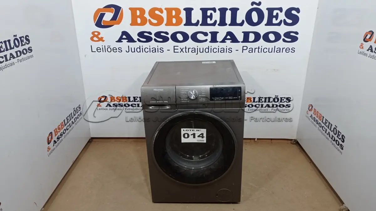 LOTE 014 - 01 LAVA E SECA HISENSE STEAM 13KG - 8KG -13 PROGRAMAS DE LAVAGEM, WD5Q13 TITANIUM 220VOLTS (NO ESTADO, NÃO SABEMOS SE FUNCIONA. LEILÃO NÃO TEM GARANTIA E NEM DEVOLUÇÃO, SUJEITO A POSSÍVEIS AVARIAS VISÍVEIS/OCULTAS E/OU AUSÊNCIA DE COMPONENTES)