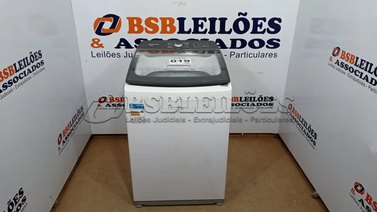 LOTE 019 - 01 MÁQUINA DE LAVAR 17KG - BRASTEMP - 220VOLTS (NO ESTADO, NÃO SABEMOS SE FUNCIONA. LEILÃO NÃO TEM GARANTIA E NEM DEVOLUÇÃO, SUJEITO A POSSÍVEIS AVARIAS VISÍVEIS/OCULTAS E/OU AUSÊNCIA DE COMPONENTES)