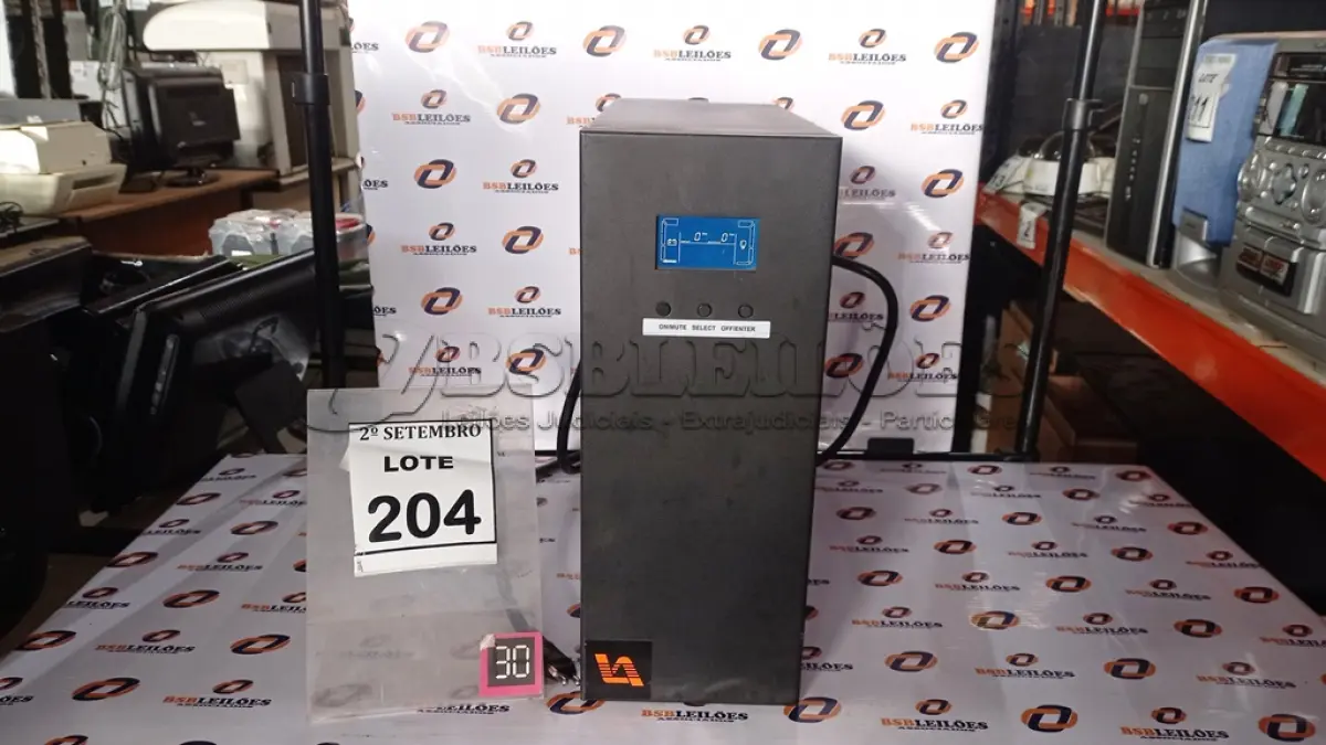 LOTE 204 - 01 NOBREAK MARCA LACERDA. (NO ESTADO) ATENÇÃO! FAZER A VISITAÇÃO ANTES DE ARREMATAR, NÃO SABEMOS SE FUNCIONA, LEILÃO NÃO TEM GARANTIA E NEM DEVOLUÇÃO, SUJEITO A POSSÍVEIS AVARIAS VISÍVEIS/OCULTAS E/OU AUSÊNCIA DE COMPONENTES.