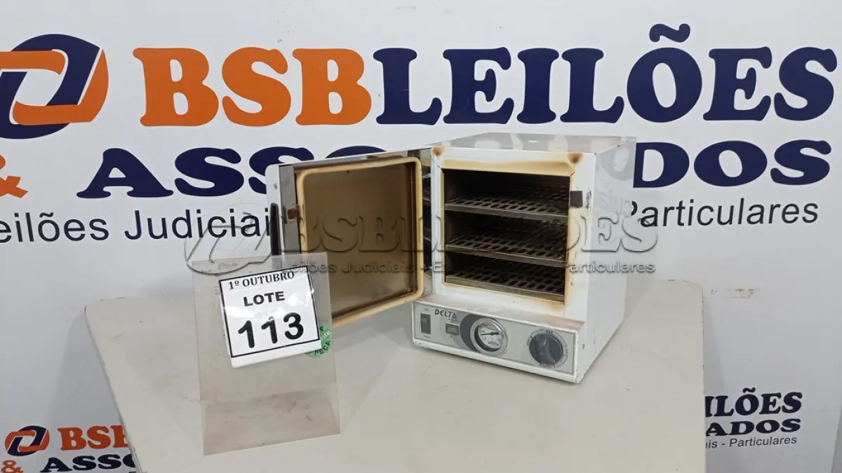 LOTE 113 - 01 ESTUFA PARA ESTERILIZAÇÃO E SECAGEM MARCA MASTER. (NO ESTADO) ATENÇÃO! FAZER A VISITAÇÃO ANTES DE ARREMATAR, NÃO SABEMOS SE FUNCIONA, LEILÃO NÃO TEM GARANTIA E NEM DEVOLUÇÃO, SUJEITO A POSSÍVEIS AVARIAS VISÍVEIS/OCULTAS E/OU AUSÊNCIA DE COMPONENTES.