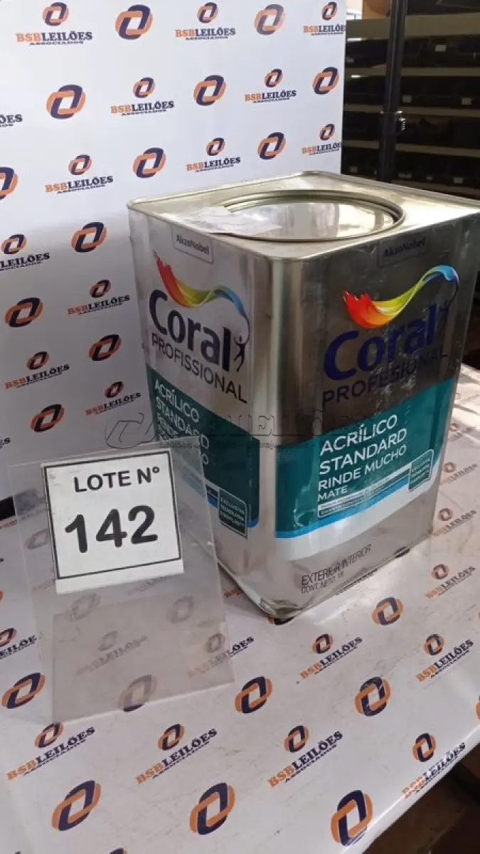 LOTE 142 - 01 LATA DE TINTA ACRILICA 18L NA COR BRANCA MARCA CORAL. (NO ESTADO, NÃO SABEMOS SE FUNCIONA. LEILÃO NÃO TEM GARANTIA E NEM DEVOLUÇÃO, SUJEITO A POSSÍVEIS AVARIAS VISÍVEIS/OCULTAS E/OU AUSÊNCIA DE COMPONENTES)