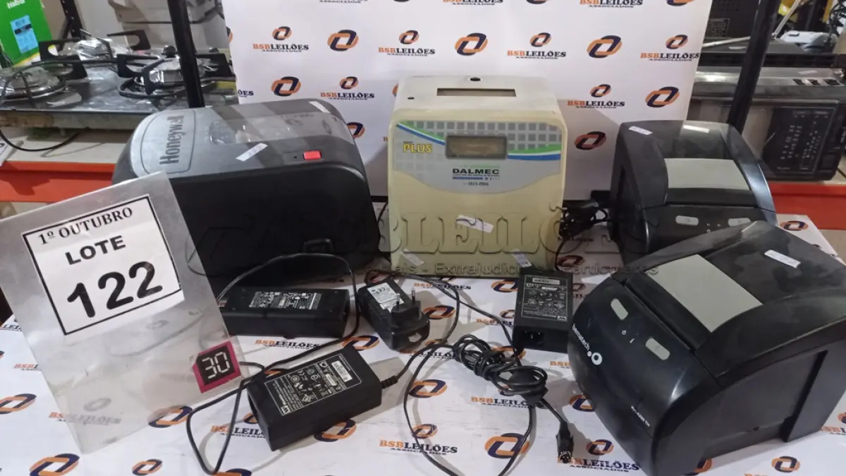 LOTE 122 - 02 IMPRESSORAS DE ETIQUETAS MARCAS SMART E DALMEC E 02 IMPRESSORAS TÉRMICAS MARCA BEMATECH. (NO ESTADO) ATENÇÃO! FAZER A VISITAÇÃO ANTES DE ARREMATAR, NÃO SABEMOS SE FUNCIONA, LEILÃO NÃO TEM GARANTIA E NEM DEVOLUÇÃO, SUJEITO A POSSÍVEIS AVARIAS VISÍVEIS/OCULTAS E/OU AUSÊNCIA DE COMPONENTES.