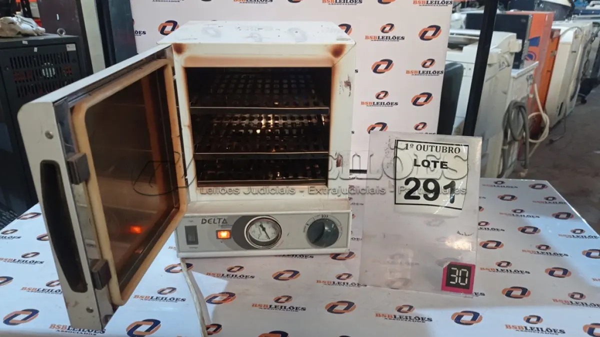 LOTE 291 - 01 ESTUFA DE ESTERILIZAÇÃO E SECAGEM. (NO ESTADO) ATENÇÃO! FAZER A VISITAÇÃO ANTES DE ARREMATAR, NÃO SABEMOS SE FUNCIONA, LEILÃO NÃO TEM GARANTIA E NEM DEVOLUÇÃO, SUJEITO A POSSÍVEIS AVARIAS VISÍVEIS/OCULTAS E/OU AUSÊNCIA DE COMPONENTES.