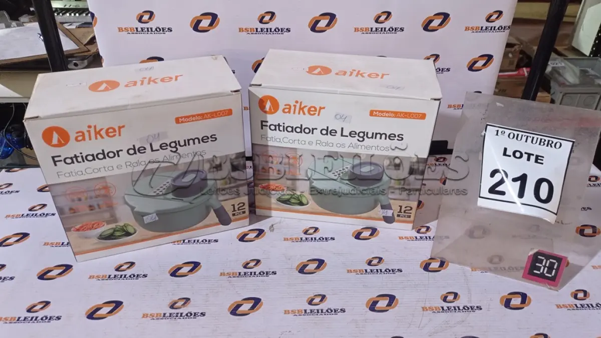 LOTE 210 - 02 FATIADORES DE LEGUMES MODELO AK-L007 MARCA AIKER. (NO ESTADO) ATENÇÃO! FAZER A VISITAÇÃO ANTES DE ARREMATAR, NÃO SABEMOS SE FUNCIONA, LEILÃO NÃO TEM GARANTIA E NEM DEVOLUÇÃO, SUJEITO A POSSÍVEIS AVARIAS VISÍVEIS/OCULTAS E/OU AUSÊNCIA DE COMPONENTES.