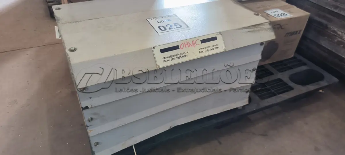 LOTE 025 - 01 RESISTOR DE FRENAGEM PARA GRUA OHMIC 8.8KW. (NO ESTADO) ATENÇÃO! FAZER A VISITAÇÃO ANTES DE ARREMATAR, NÃO SABEMOS SE FUNCIONA, LEILÃO NÃO TEM GARANTIA E NEM DEVOLUÇÃO, SUJEITO A POSSÍVEIS AVARIAS VISÍVEIS/OCULTAS E/OU AUSÊNCIA DE COMPONENTES.