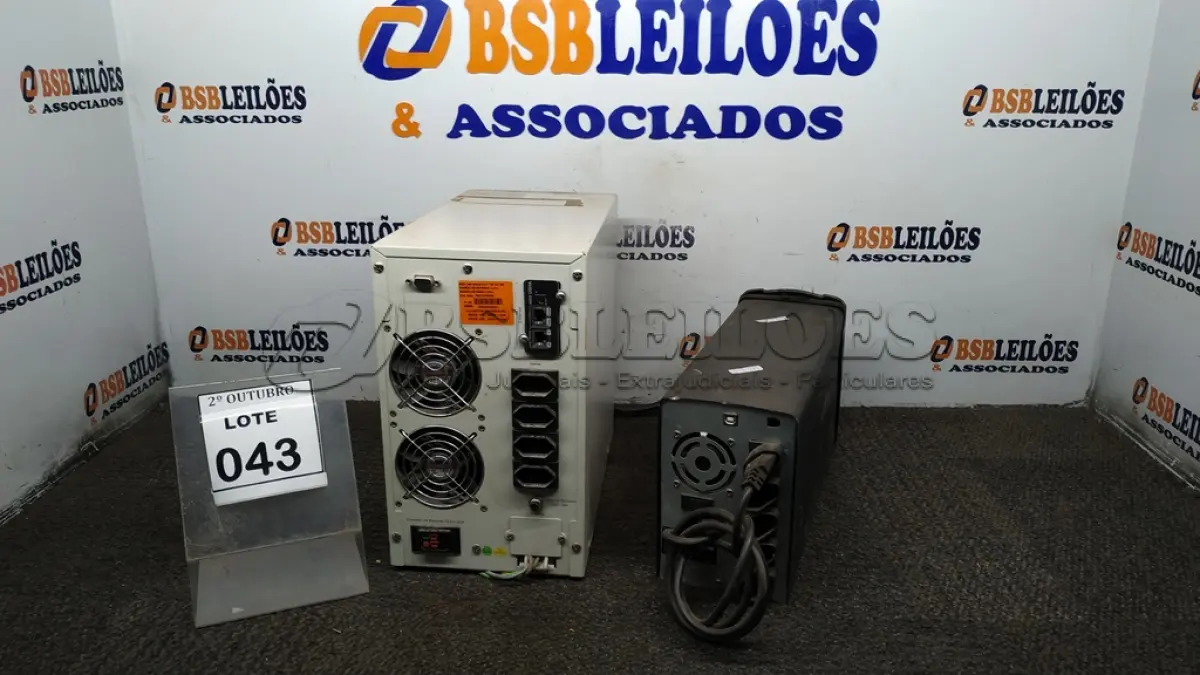 LOTE 043 - 02 NOBREAKS MARCAS SMS E MICROSOL. (NO ESTADO) ATENÇÃO! FAZER A VISITAÇÃO ANTES DE ARREMATAR, NÃO SABEMOS SE FUNCIONA, LEILÃO NÃO TEM GARANTIA E NEM DEVOLUÇÃO, SUJEITO A POSSÍVEIS AVARIAS VISÍVEIS/OCULTAS E/OU AUSÊNCIA DE COMPONENTES.
