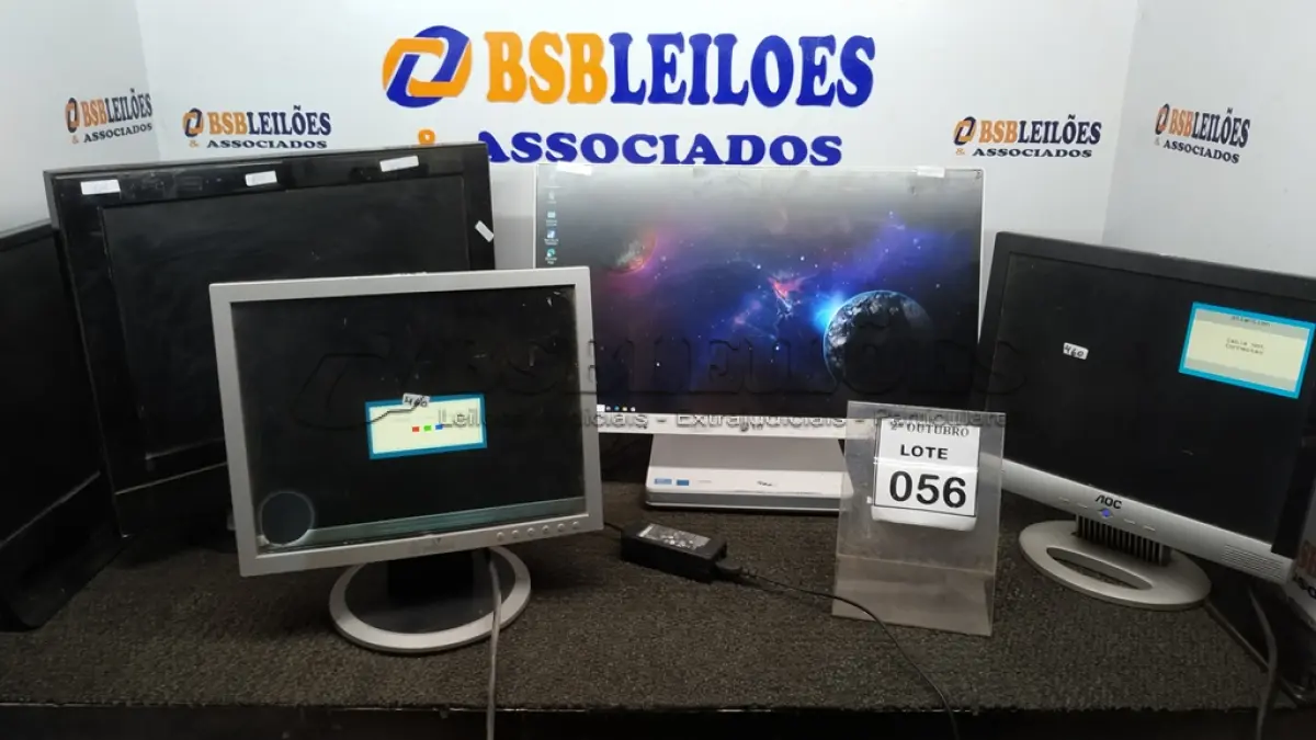 LOTE 056 - 01 ALL IN ONE CORE I5, 01 MINI CPU MARCA INIT E 04 MONITORES DE MARCAS E MODELOS DIVERSOS. (NO ESTADO) ATENÇÃO! FAZER A VISITAÇÃO ANTES DE ARREMATAR, NÃO SABEMOS SE FUNCIONA, LEILÃO NÃO TEM GARANTIA E NEM DEVOLUÇÃO, SUJEITO A POSSÍVEIS AVARIAS VISÍVEIS/OCULTAS E/OU AUSÊNCIA DE COMPONENTES.