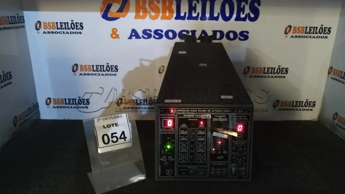LOTE 054 - 01 APARELHO PARA EXAME DE APTIDÃO FÍSICA MODELO R2 2000 PLUS. (NO ESTADO) ATENÇÃO! FAZER A VISITAÇÃO ANTES DE ARREMATAR, NÃO SABEMOS SE FUNCIONA, LEILÃO NÃO TEM GARANTIA E NEM DEVOLUÇÃO, SUJEITO A POSSÍVEIS AVARIAS VISÍVEIS/OCULTAS E/OU AUSÊNCIA DE COMPONENTES.