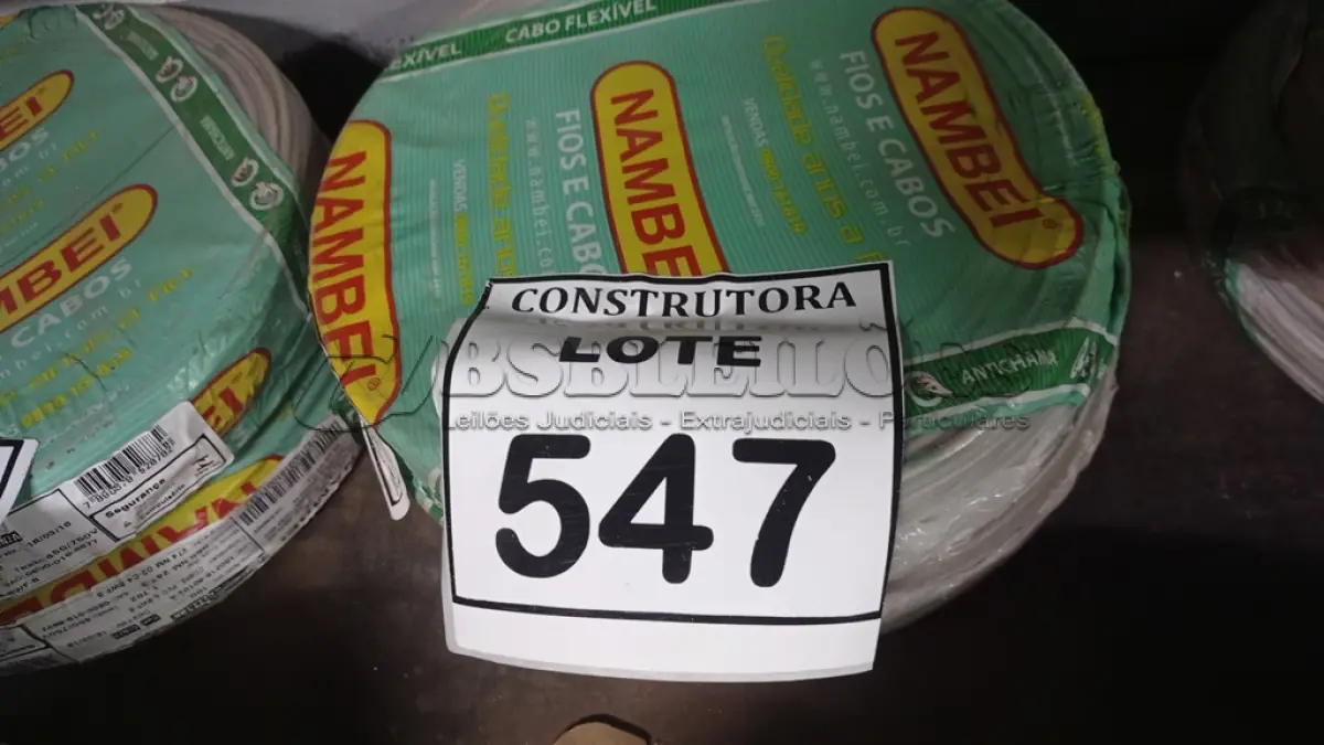 LOTE 547 - 02 ROLOS DE FIO 1X1,5MM ANTI CHAMA 450/750 100 METROS NA COR CINZA. (NO ESTADO) ATENÇÃO! FAZER A VISITAÇÃO ANTES DE ARREMATAR, NÃO SABEMOS SE FUNCIONA, LEILÃO NÃO TEM GARANTIA E NEM DEVOLUÇÃO, SUJEITO A POSSÍVEIS AVARIAS VISÍVEIS/OCULTAS E/OU AUSÊNCIA DE COMPONENTES.