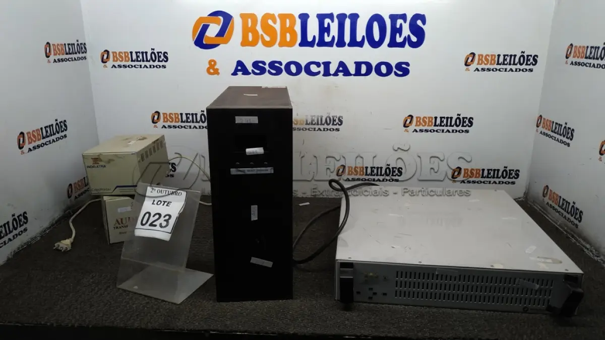 LOTE 023 - 01 ESTABILIZADOR DE TENSÃO MARCA MICROSOL, 01 TRANSFORMADOR PARA IMPRESSORAS LASER, 01 TRANSFORMADOR BIVOLT MARCA AUDIOFIX E 01 NOBREAK. (NO ESTADO) ATENÇÃO! FAZER A VISITAÇÃO ANTES DE ARREMATAR, NÃO SABEMOS SE FUNCIONA, LEILÃO NÃO TEM GARANTIA E NEM DEVOLUÇÃO, SUJEITO A POSSÍVEIS AVARIAS VISÍVEIS/OCULTAS E/OU AUSÊNCIA DE COMPONENTES.
