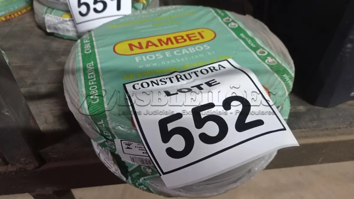 LOTE 552 - 02 ROLOS DE FIO 1X1,5MM ANTI CHAMA 450/750 100 METROS NA COR CINZA. (NO ESTADO) ATENÇÃO! FAZER A VISITAÇÃO ANTES DE ARREMATAR, NÃO SABEMOS SE FUNCIONA, LEILÃO NÃO TEM GARANTIA E NEM DEVOLUÇÃO, SUJEITO A POSSÍVEIS AVARIAS VISÍVEIS/OCULTAS E/OU AUSÊNCIA DE COMPONENTES.