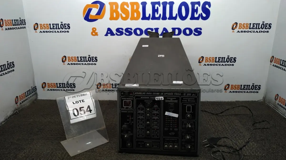 LOTE 054 - 01 APARELHO PARA EXAME DE APTIDÃO FÍSICA MODELO R2 2000 PLUS. (NO ESTADO) ATENÇÃO! FAZER A VISITAÇÃO ANTES DE ARREMATAR, NÃO SABEMOS SE FUNCIONA, LEILÃO NÃO TEM GARANTIA E NEM DEVOLUÇÃO, SUJEITO A POSSÍVEIS AVARIAS VISÍVEIS/OCULTAS E/OU AUSÊNCIA DE COMPONENTES.