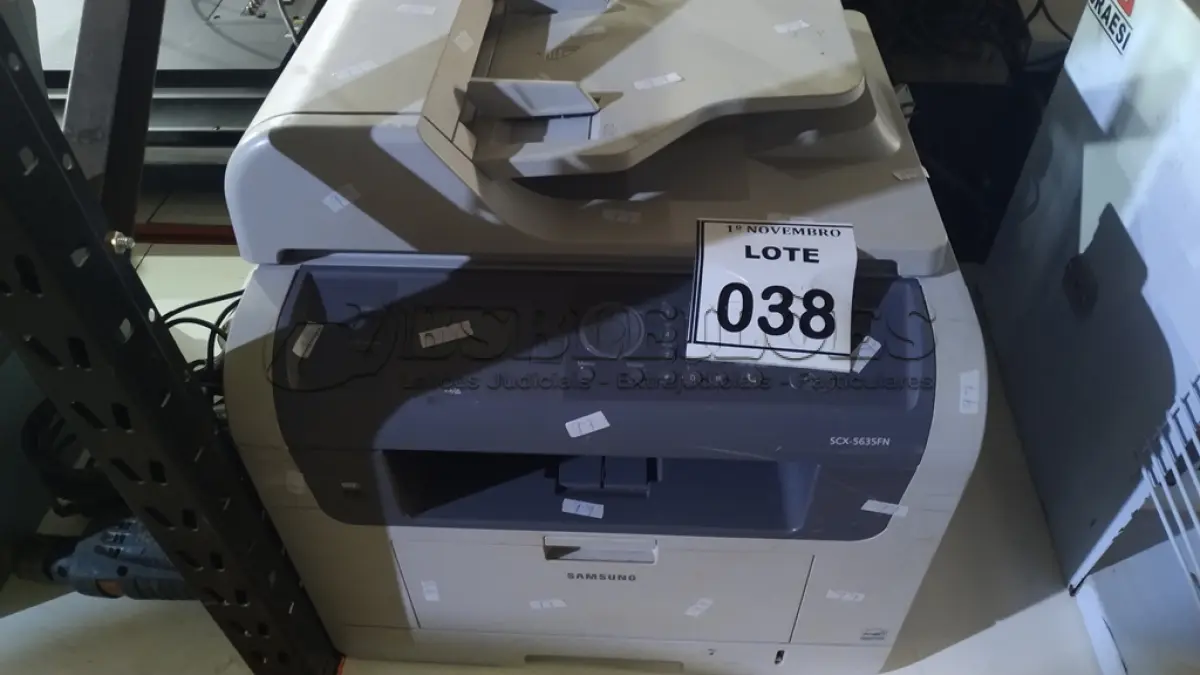 LOTE 038 - 01 IMPRESSORA MULTIFUNCIONAL MODELO SCX-5635FN MARCA SAMSUNG. (NO ESTADO) ATENÇÃO! FAZER A VISITAÇÃO ANTES DE ARREMATAR, NÃO SABEMOS SE FUNCIONA, LEILÃO NÃO TEM GARANTIA E NEM DEVOLUÇÃO, SUJEITO A POSSÍVEIS AVARIAS VISÍVEIS/OCULTAS E/OU AUSÊNCIA DE COMPONENTES.