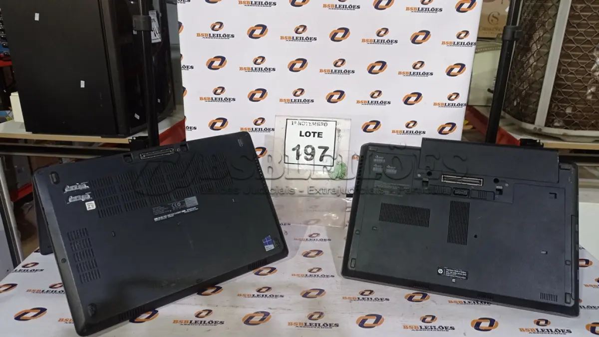 LOTE 197 - 02 NOTEBOOKS MARCAS DELL E HP. (NO ESTADO) ATENÇÃO! FAZER A VISITAÇÃO ANTES DE ARREMATAR, NÃO SABEMOS SE FUNCIONA, LEILÃO NÃO TEM GARANTIA E NEM DEVOLUÇÃO, SUJEITO A POSSÍVEIS AVARIAS VISÍVEIS/OCULTAS E/OU AUSÊNCIA DE COMPONENTES.