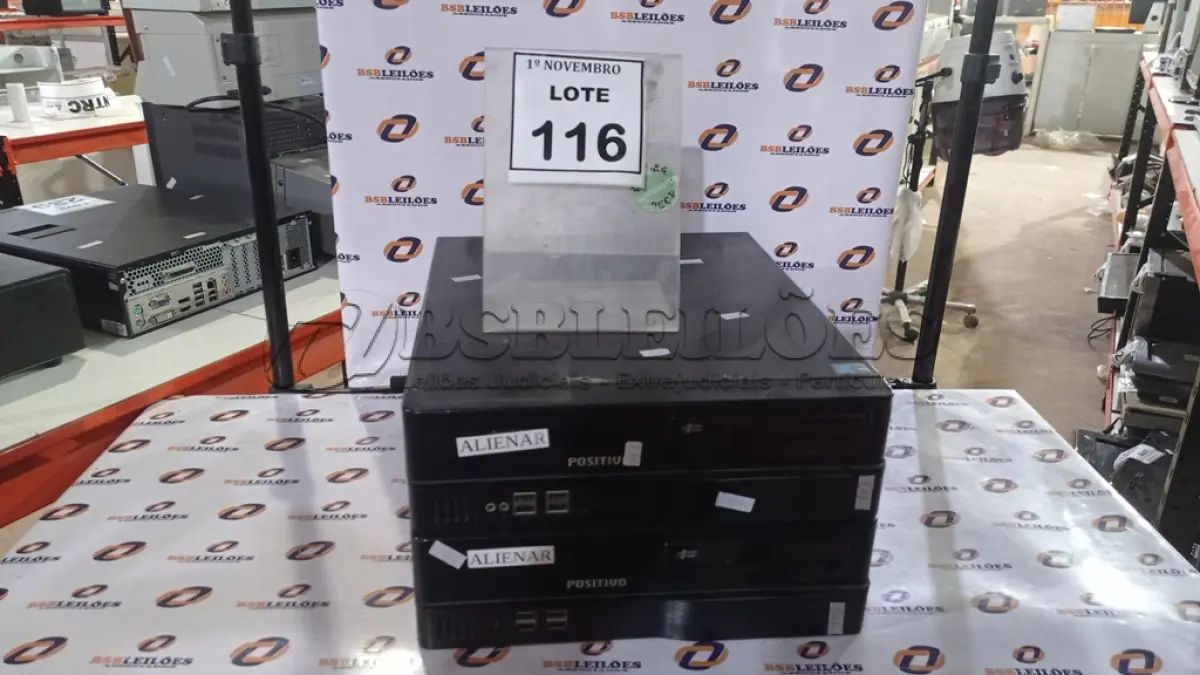 LOTE 116 - 02 MICROS COMPUTADORES MARCA POSITIVO. (NO ESTADO) ATENÇÃO! FAZER A VISITAÇÃO ANTES DE ARREMATAR, NÃO SABEMOS SE FUNCIONA, LEILÃO NÃO TEM GARANTIA E NEM DEVOLUÇÃO, SUJEITO A POSSÍVEIS AVARIAS VISÍVEIS/OCULTAS E/OU AUSÊNCIA DE COMPONENTES.