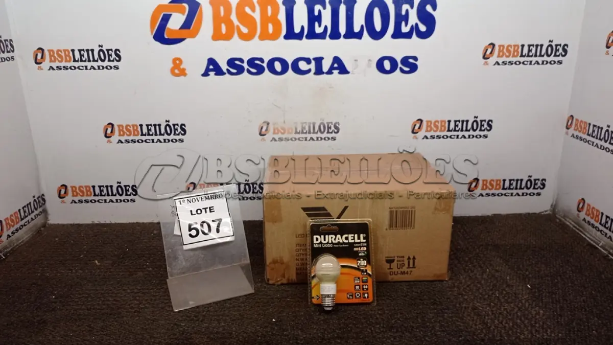 LOTE 507 - 01 CAIXA COM 20 LÂMPADAS MINI GLOBO MARCA DURACELL. (NO ESTADO) ATENÇÃO! FAZER A VISITAÇÃO ANTES DE ARREMATAR, NÃO SABEMOS SE FUNCIONA, LEILÃO NÃO TEM GARANTIA E NEM DEVOLUÇÃO, SUJEITO A POSSÍVEIS AVARIAS VISÍVEIS/OCULTAS E/OU AUSÊNCIA DE COMPONENTES.