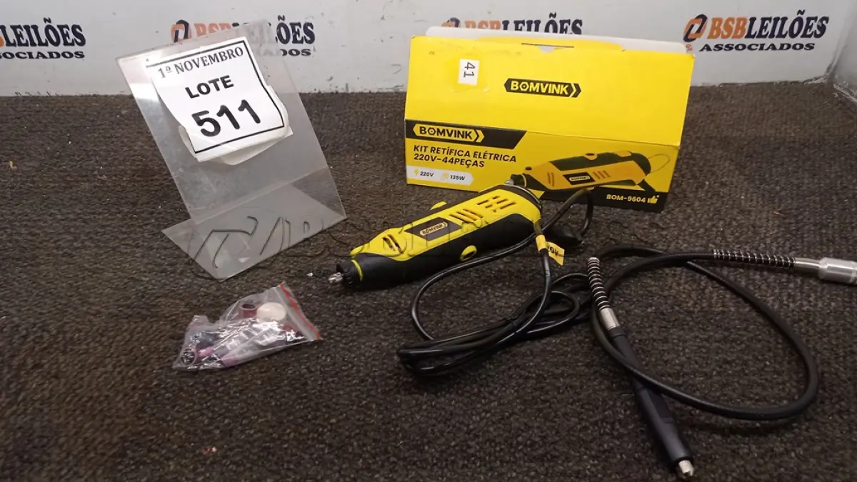 LOTE 511 - 01 KIT RETÍFICA ELÉTRICA 220V 44 PEÇAS. (NO ESTADO) ATENÇÃO! FAZER A VISITAÇÃO ANTES DE ARREMATAR, NÃO SABEMOS SE FUNCIONA, LEILÃO NÃO TEM GARANTIA E NEM DEVOLUÇÃO, SUJEITO A POSSÍVEIS AVARIAS VISÍVEIS/OCULTAS E/OU AUSÊNCIA DE COMPONENTES.