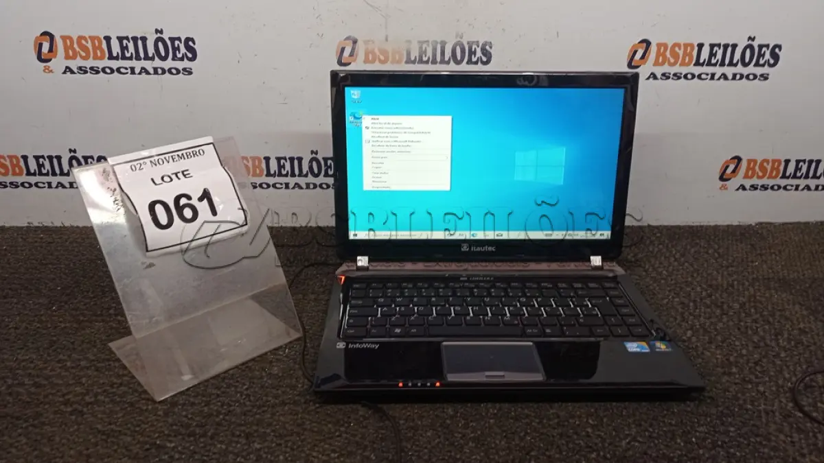LOTE 061 - 01 NOTEBOOK CORE I7 HD 500 MARCA ITAUTEC. (NO ESTADO) ATENÇÃO! FAZER A VISITAÇÃO ANTES DE ARREMATAR, NÃO SABEMOS SE FUNCIONA, LEILÃO NÃO TEM GARANTIA E NEM DEVOLUÇÃO, SUJEITO A POSSÍVEIS AVARIAS VISÍVEIS/OCULTAS E/OU AUSÊNCIA DE COMPONENTES.