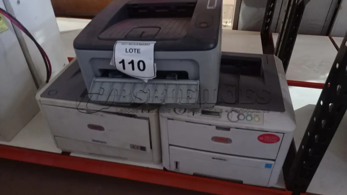 LOTE 110 - 02 IMPRESSORAS MODELO B430DN MARCA OKI E 01 IMPRESSORA MARCA SAMSUNG. (NO ESTADO) ATENÇÃO! FAZER A VISITAÇÃO ANTES DE ARREMATAR, NÃO SABEMOS SE FUNCIONA, LEILÃO NÃO TEM GARANTIA E NEM DEVOLUÇÃO, SUJEITO A POSSÍVEIS AVARIAS VISÍVEIS/OCULTAS E/OU AUSÊNCIA DE COMPONENTES.