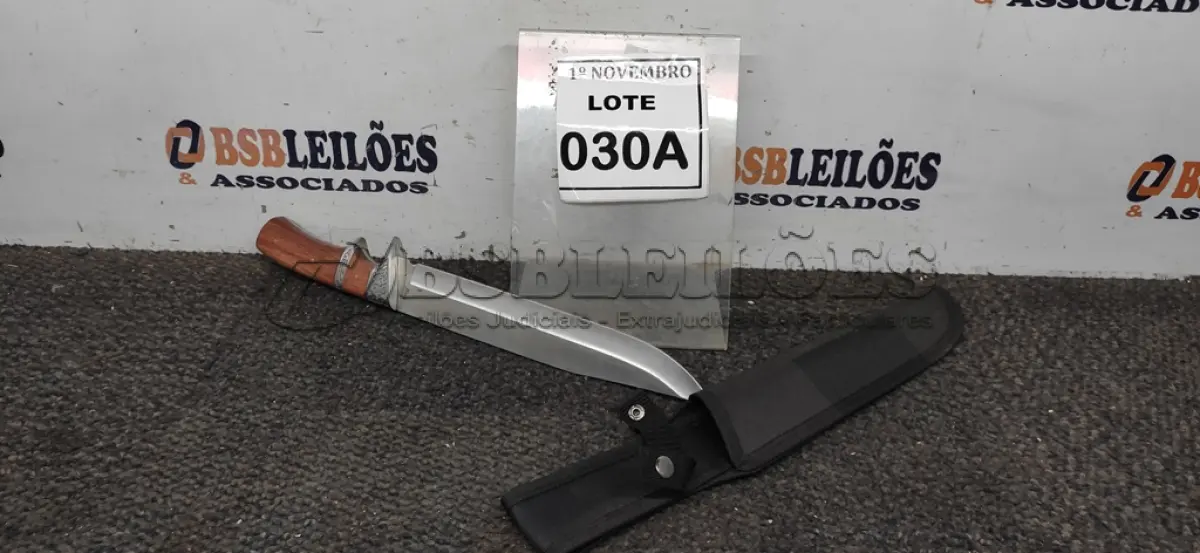 LOTE 030 - 01 FACA IMPORTADA AÇO INOXIDÁVEL CABO EM MADEIRA FULL TANG BAINHA DE NYLON TAMANHO TOTAL 38CM PESO 416G JÁ AFIADA  